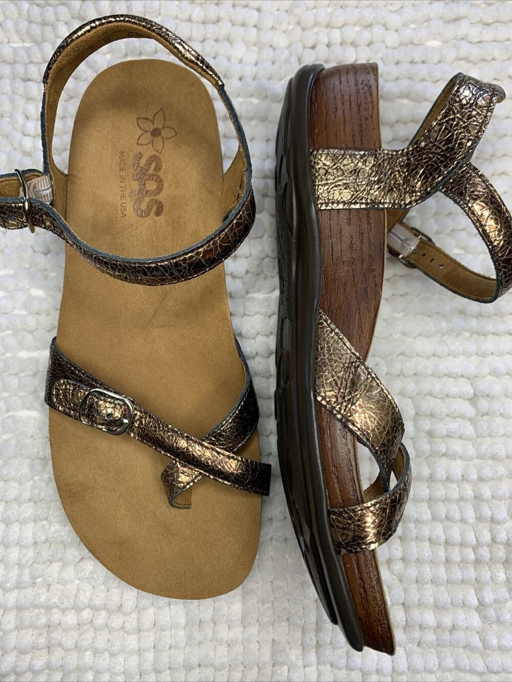 SAS Sandals Pampa Fantasia Womens Size 9 Wide Copper Gold Crinkle strap sandals - Picture 11 of 11